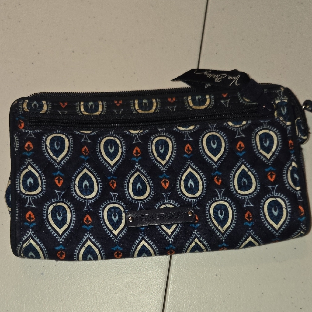 Vera Bradley Navy and Orange Patterned Wallet